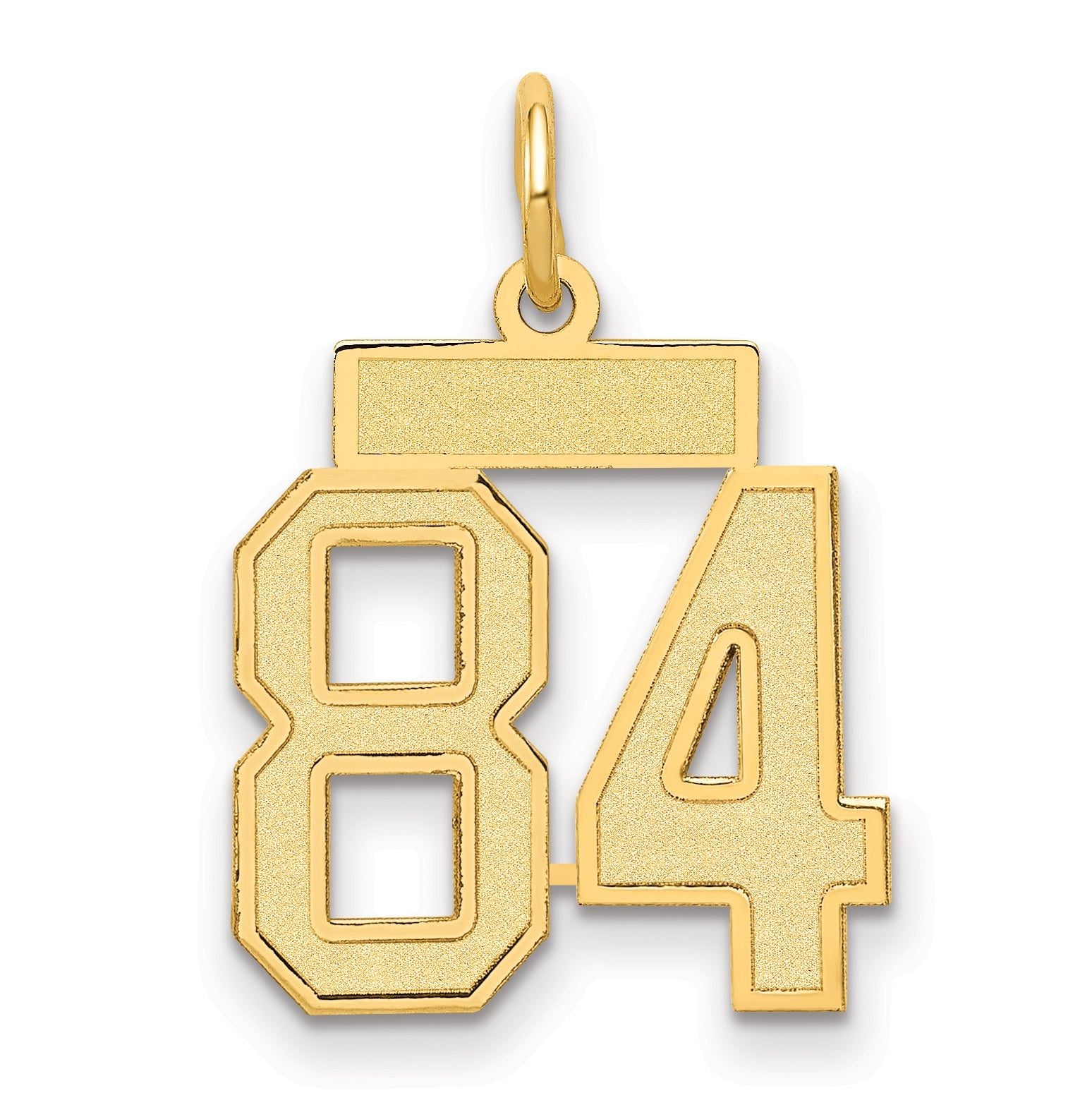14K Gold Satin Number 84 Charm with Brushed Finish Small Main image