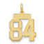14K Gold Satin Number 84 Charm with Brushed Finish Small