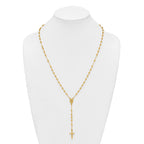 Sterling Silver Gold-tone Polished and Beaded Rosary 24 inch Necklace