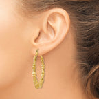 Sophia Jewelers 14K Gold Polished Bamboo Hoop Earrings for Women