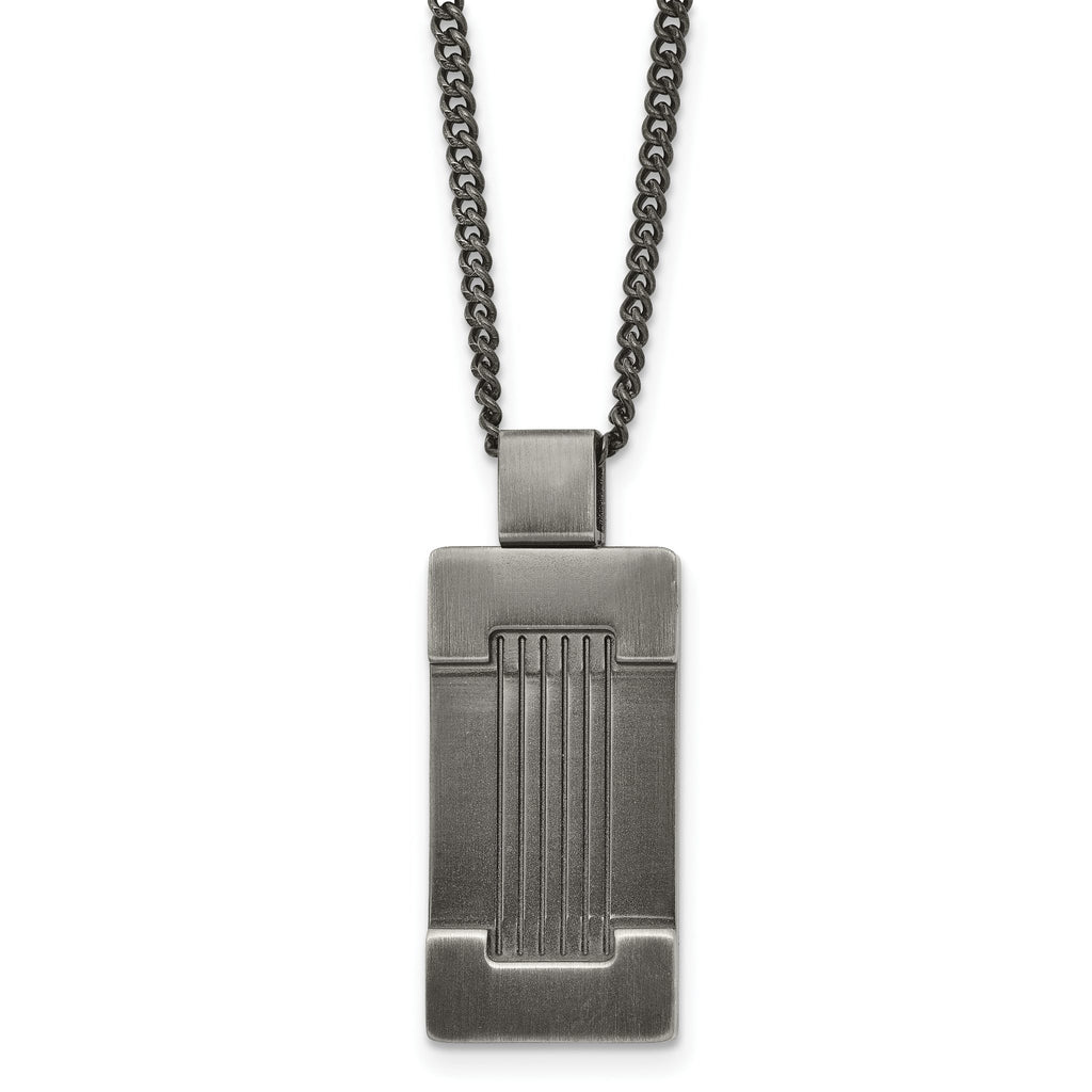 Sophia Jewelers Stainless Steel Dog Tag Necklace with Brushed Finish