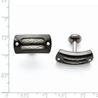 Black Titanium & Sterling Silver Cable Inlay Cuff Links