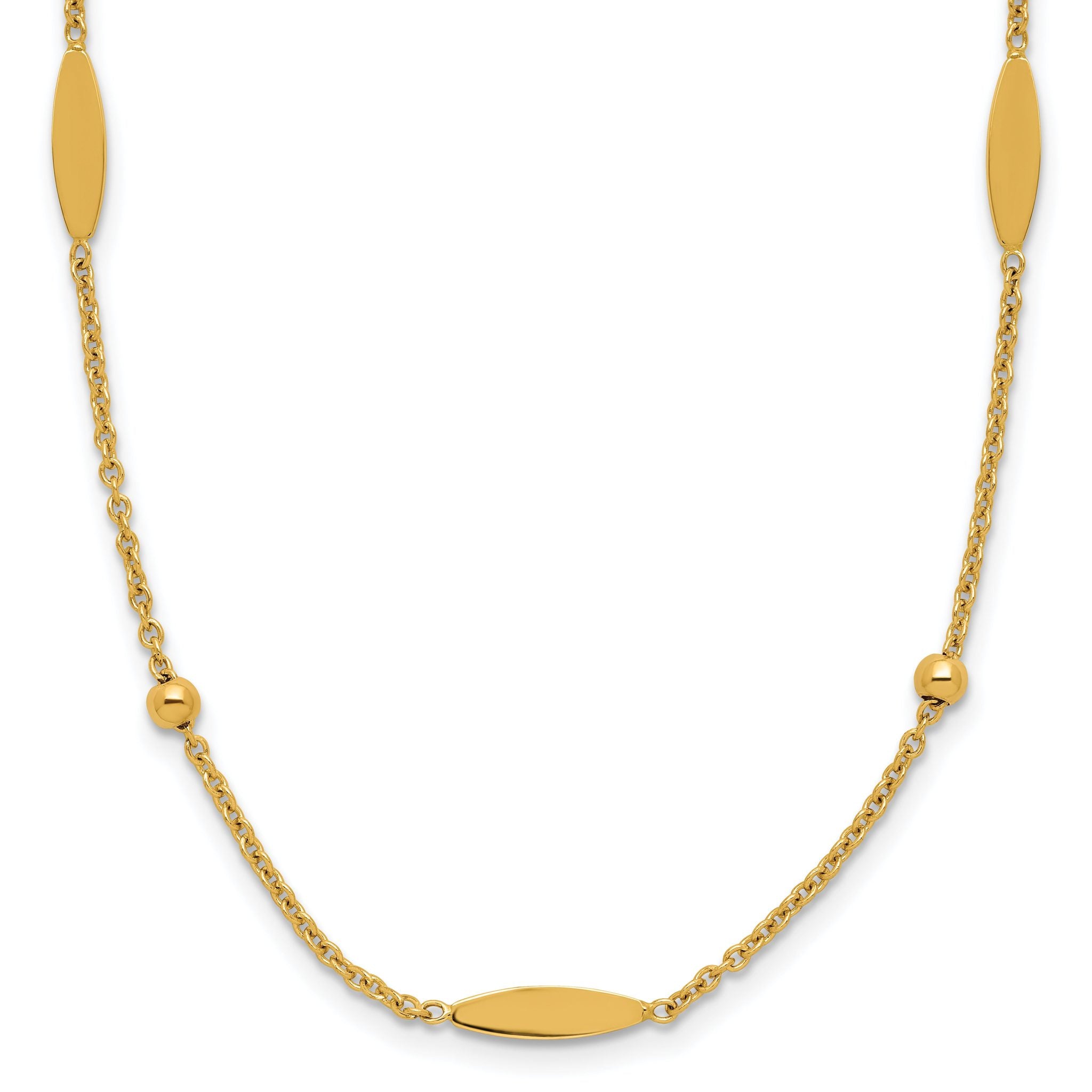 14K Polished Oval Disk Station w/2in ext. Necklace Main image