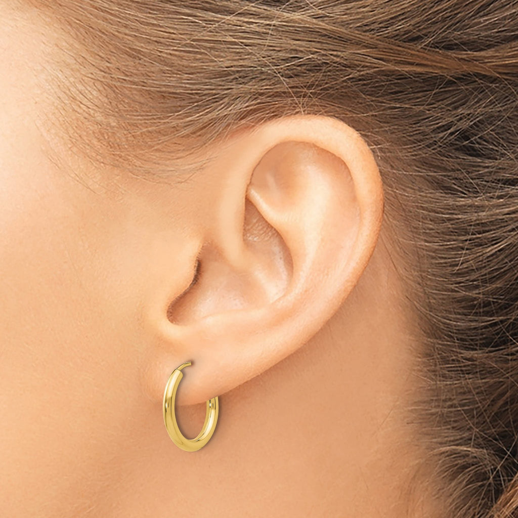 10k Polished Round Endless 2mm Hoop Earrings