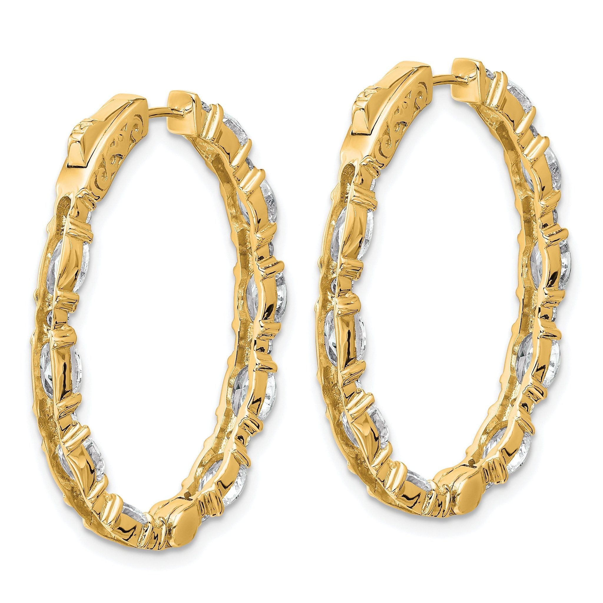 14K Yellow Gold 5 1/4 ct Lab-Created Diamond VS/SI+ G+ Oval-Cut In-and-Out Hoop Earrings