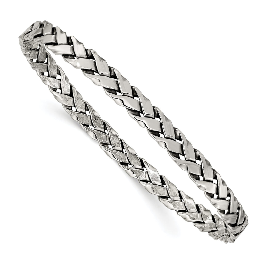 Sophia Jewelers Women's Polished Antiqued Sterling Silver Slip-On Bangle