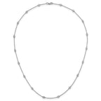 14k White Gold Complete 3/8 carat Bezel-set Diamond and Cable Chain 16-Station 16 inch Necklace