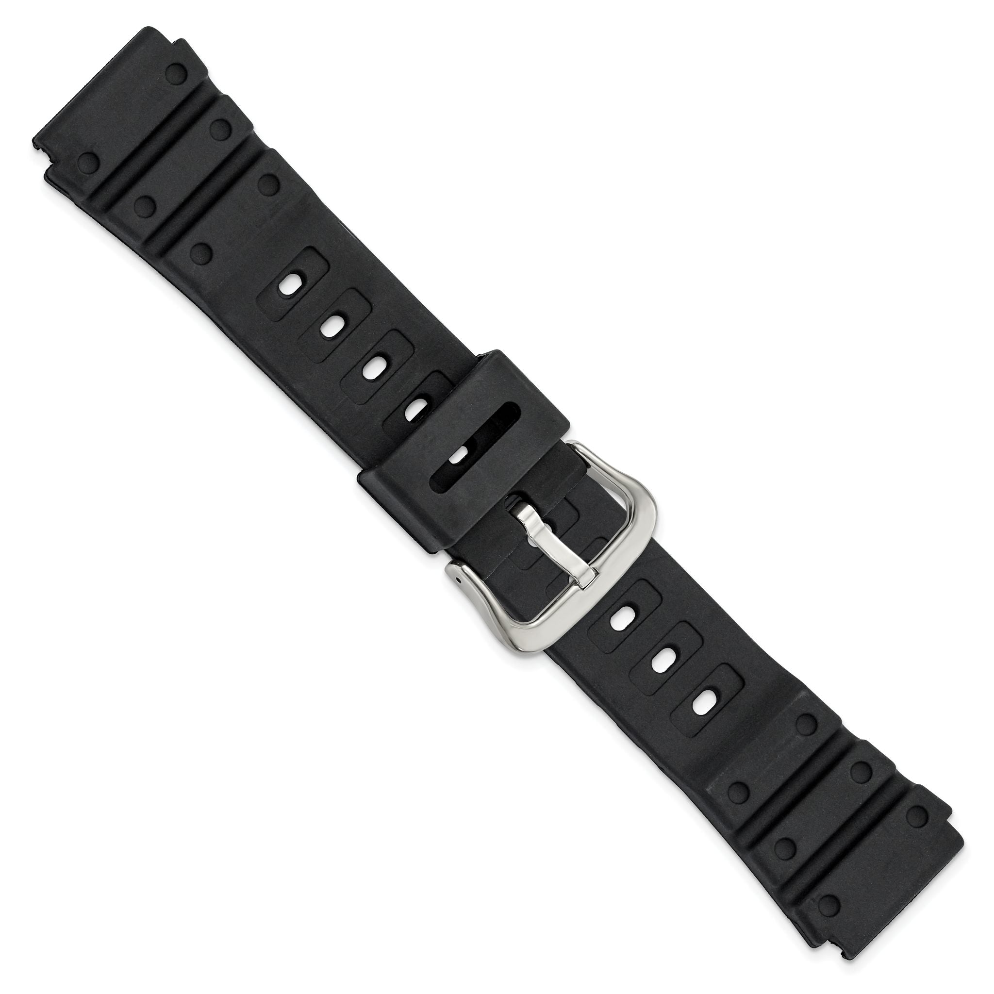 20mm Black Polyurethane Sport with Stainless Steel Buckle 8 inch Watch Band