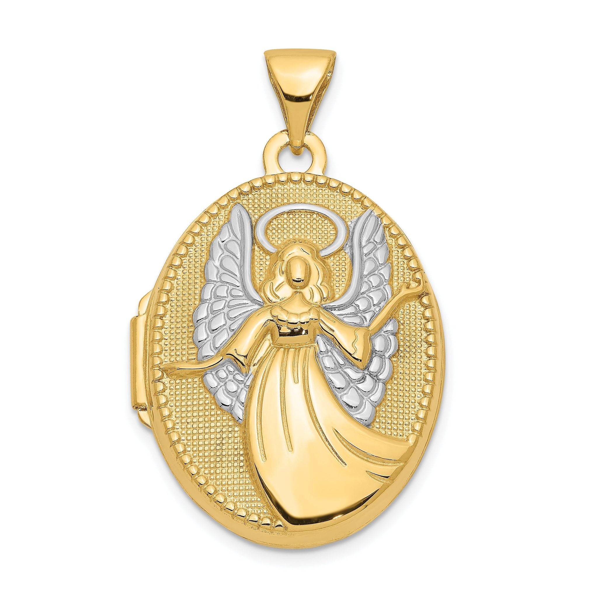 10k w/Rhodium 21mm Oval Guardian Angel Locket Main image