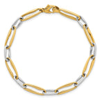 14k Two-tone Polished 5.75mm Fancy Long Link 7.5 inch Bracelet