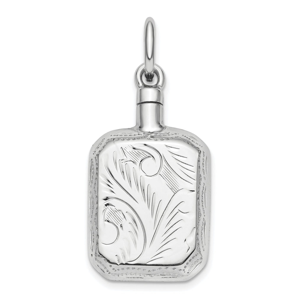 Sterling Silver Rhodium-Plated Ash Holder Pendant with Polished 3D Design