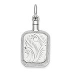 Sterling Silver Rhodium-Plated Ash Holder Pendant with Polished 3D Design