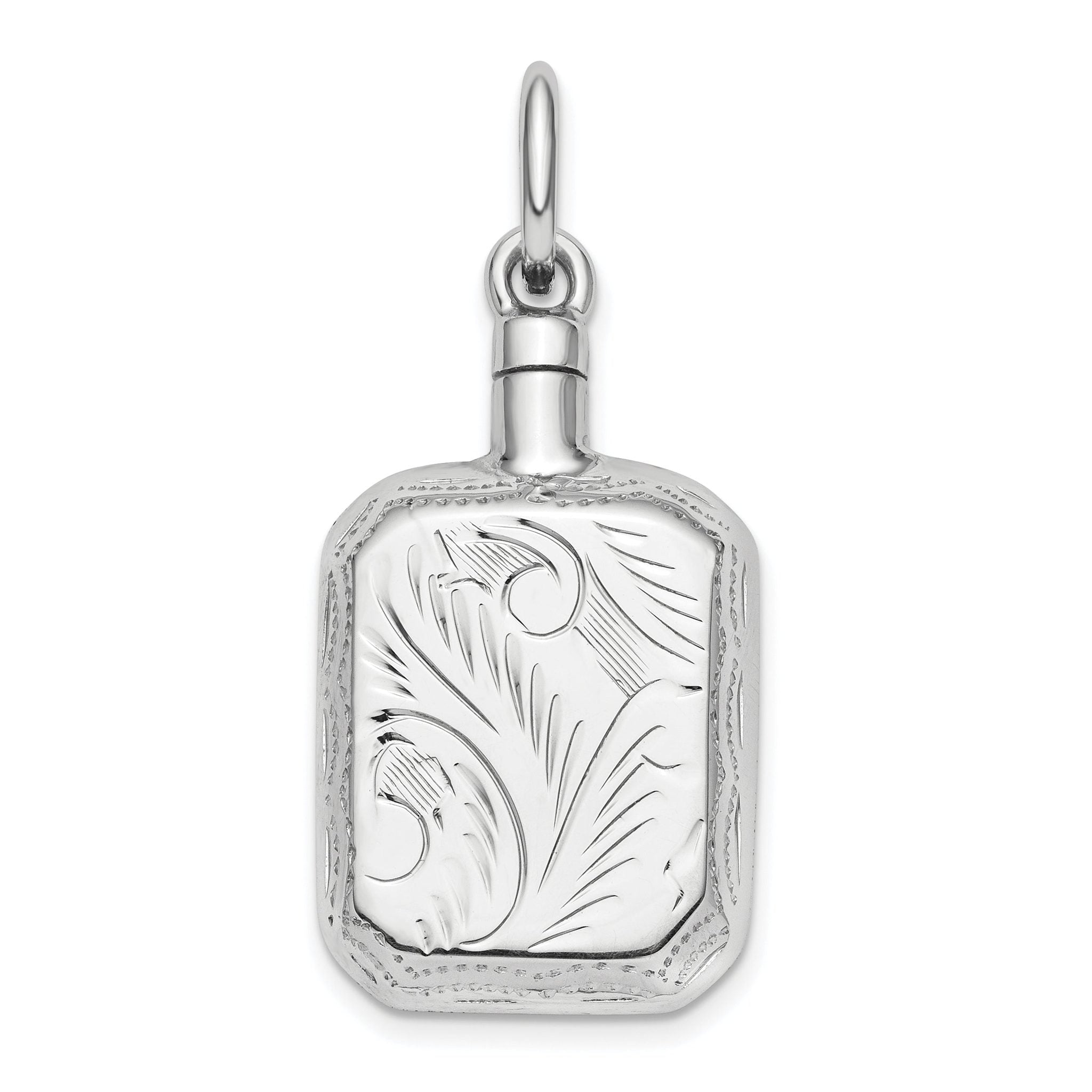 Sterling Silver Rhodium-Plated Ash Holder Pendant with Polished 3D Design