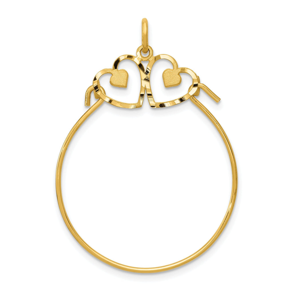 14K Gold Heart Charm Holder Pendant Elegant and Timeless Design