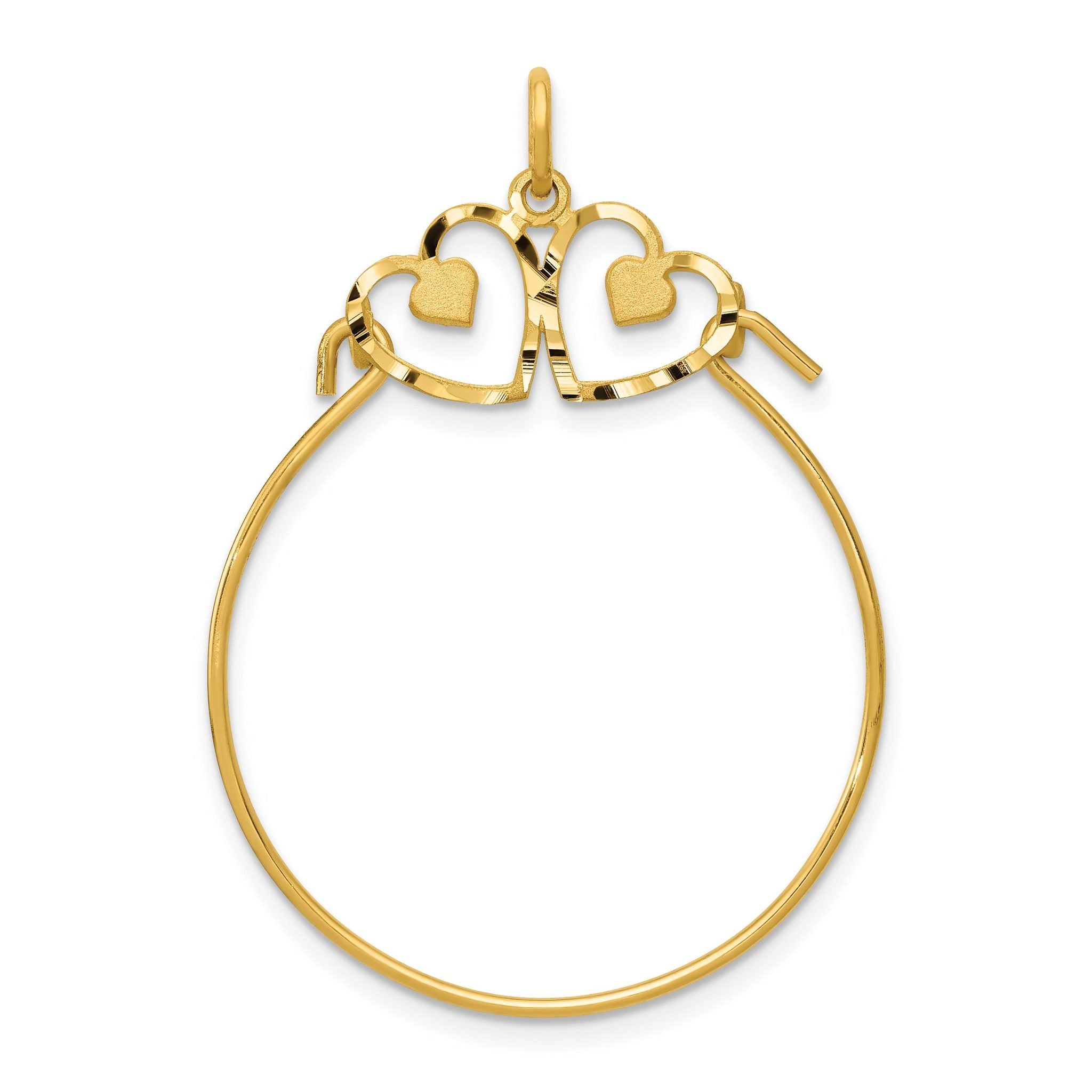 14K Gold Heart Charm Holder Pendant Elegant and Timeless Design