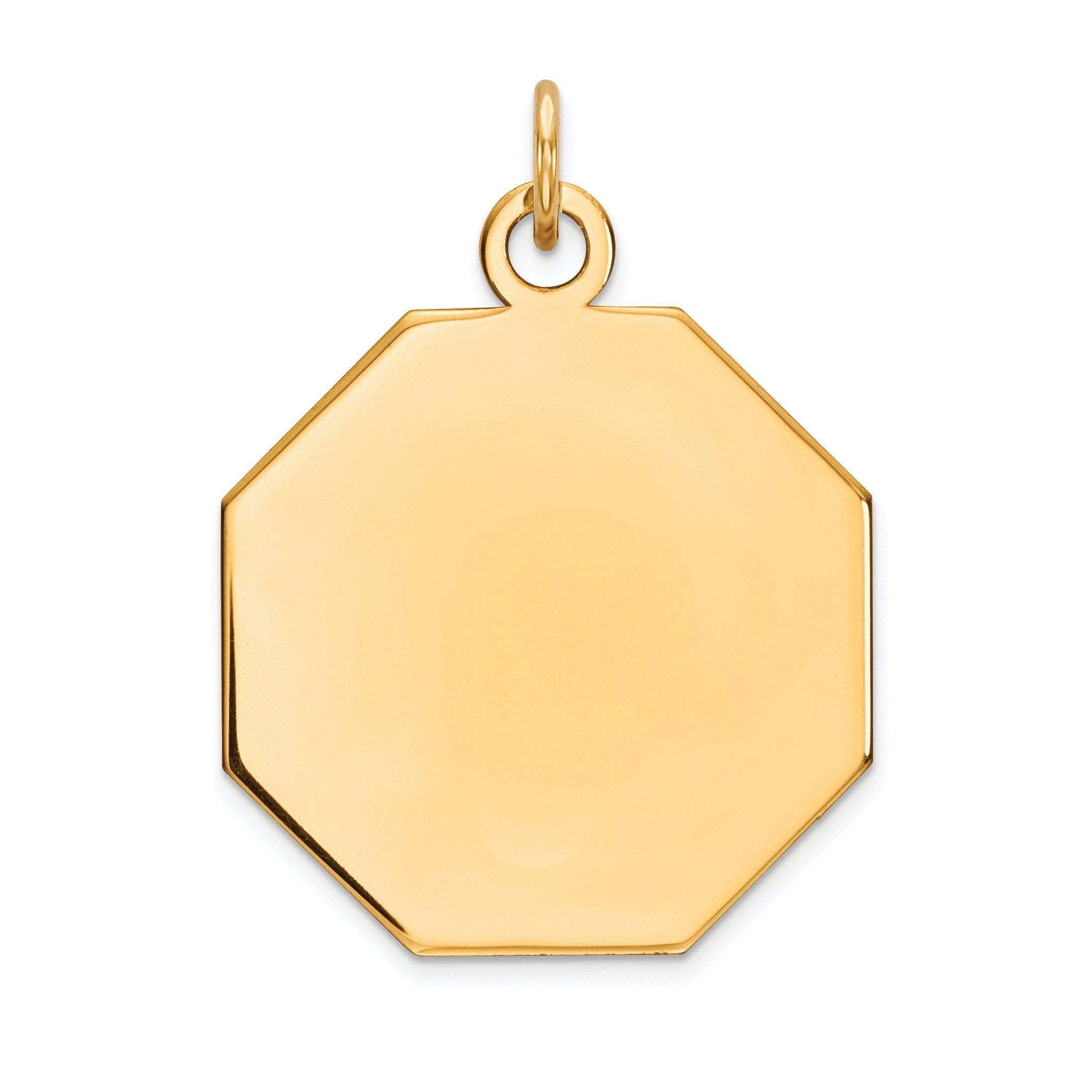 14K Plain .013 Gauge Engravable Octagonal Disc Charm Main image