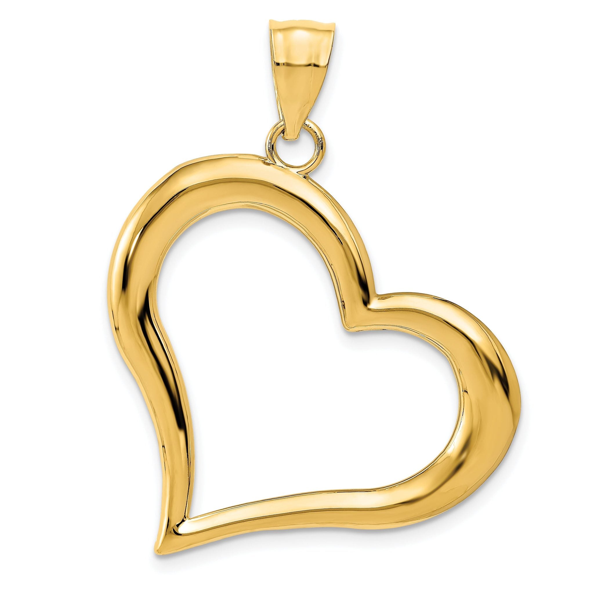14K Gold Polished Heart Pendant with Solid Cast Design  Elegant and Timeless