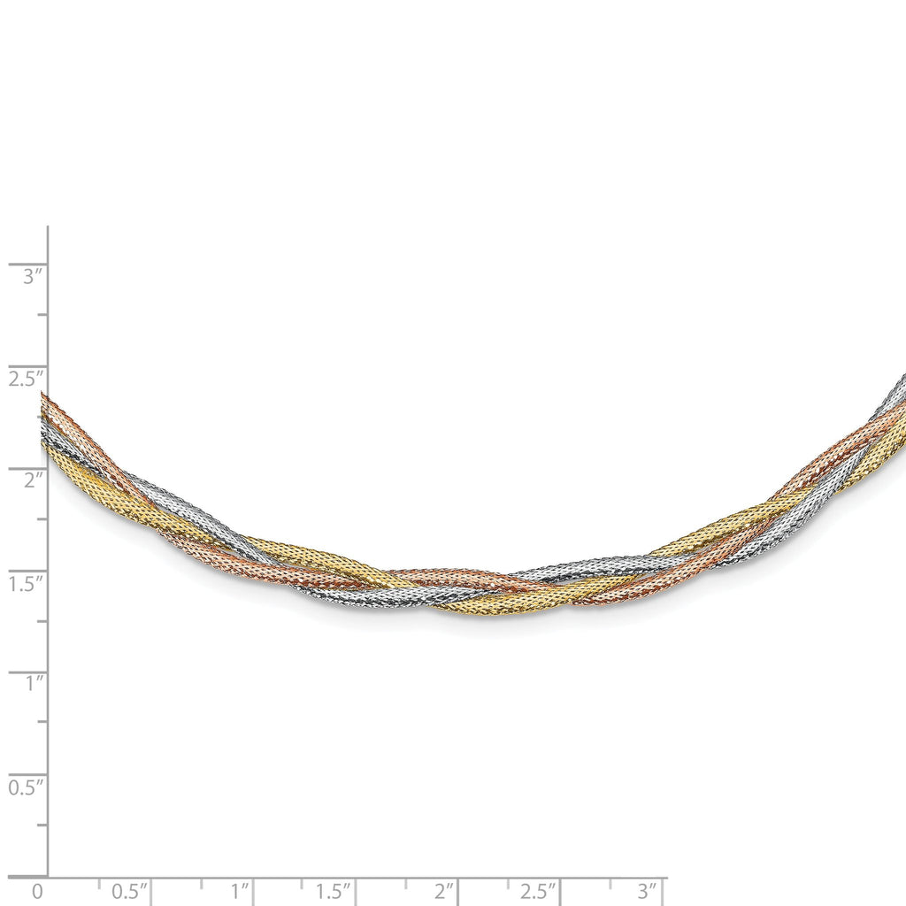 14k w/Wht Rhodium/Rose Gold-plat Polished Mesh Necklace