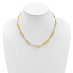 14K Polished and Brushed 2-Strand Navette Link Necklace