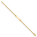 14k Polished Semi-Solid Chain/Solid Plate Cuban Link Soft Diamond Shape 19.5x5.5mm Plate 6 inch Baby/Child ID Bracelet
