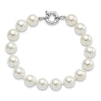 Majestik Sterling Silver Rhodium-plated 10-11mm Imitation Shell Pearl Hand-knotted Bracelet