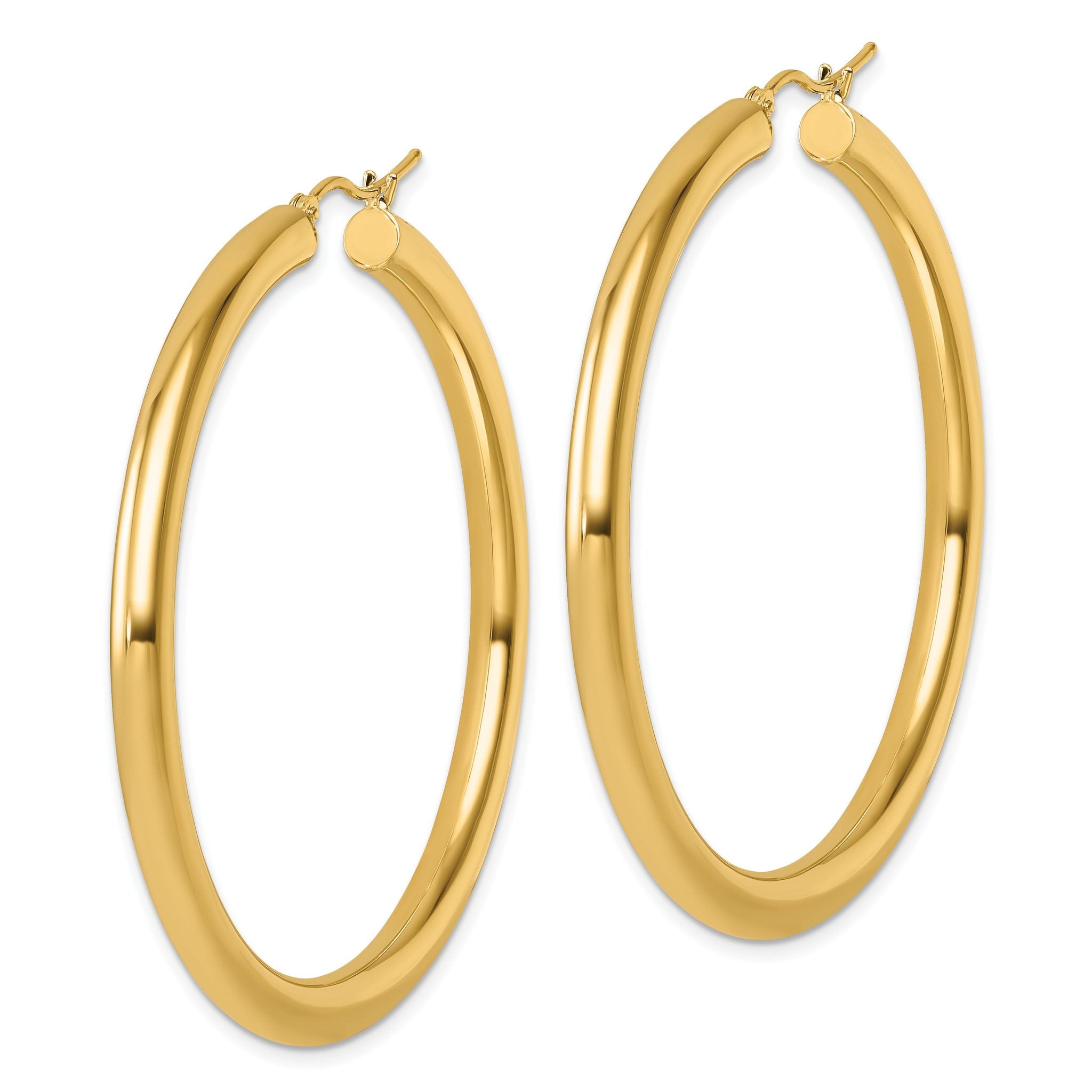 14k Polished 4mm Polished Hoop Earrings Secondary image