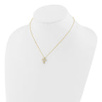 Sterling Silver Gold-tone CZ Cross 16in With 2in ext Necklace