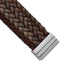 Stainless Steel Brushed & Brown Italian Woven Leather Bracelet for Women