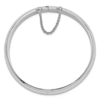 Sterling Silver 925 Hinged Bangle Bracelet with Rhodium Polished Finish