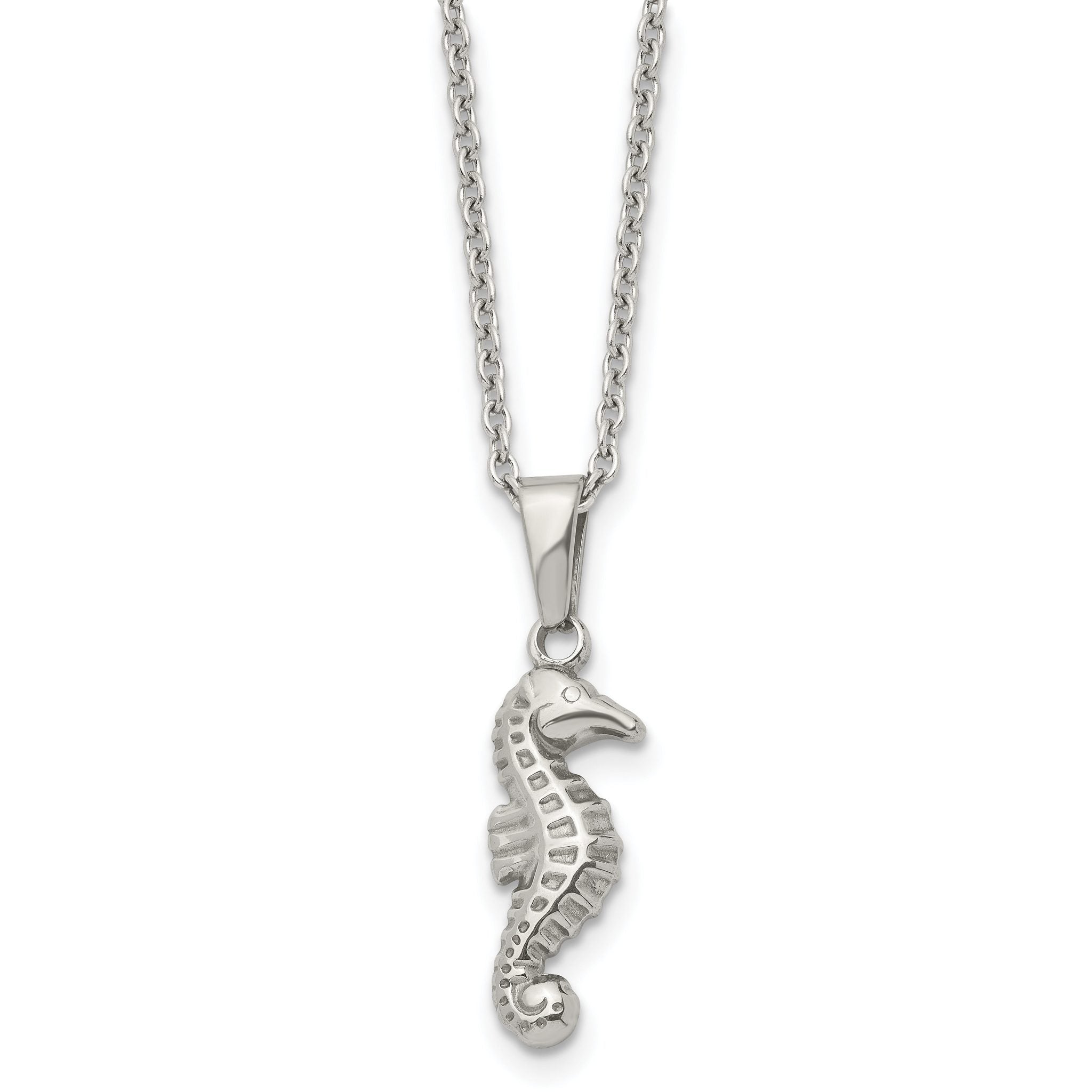 Stainless Steel Polished Seahorse 22in Necklace Main image