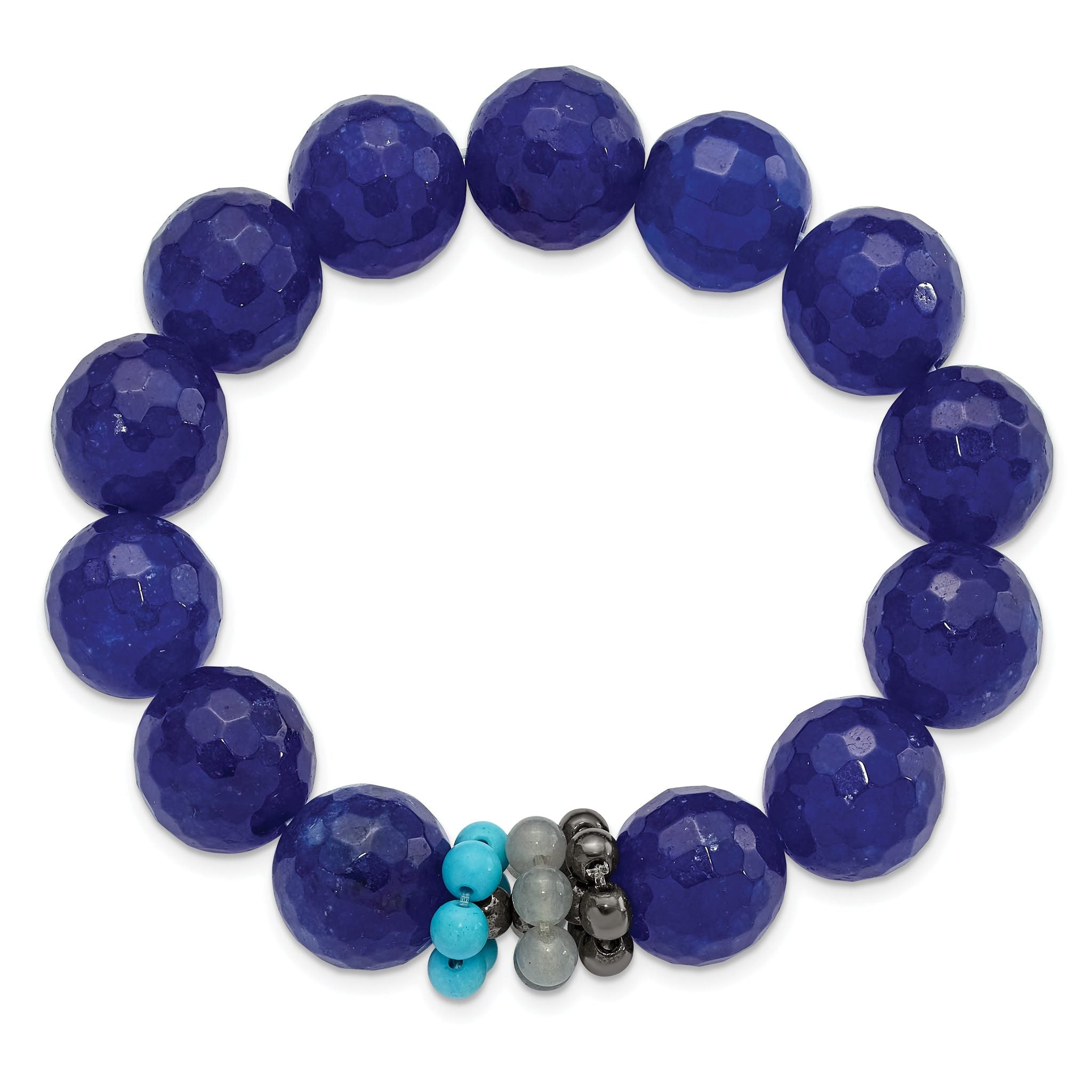 Hematite Agate Quartz Recon Magnesite Stretch Bracelet Secondary image