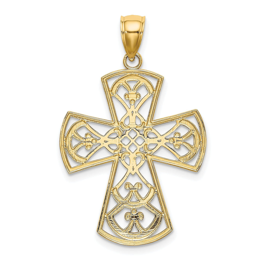 10K Yellow Gold Filigree Cross Charm