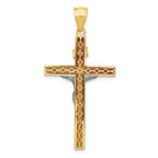 14K Two-Tone Gold INRI Hollow Crucifix Pendant Polished Finish
