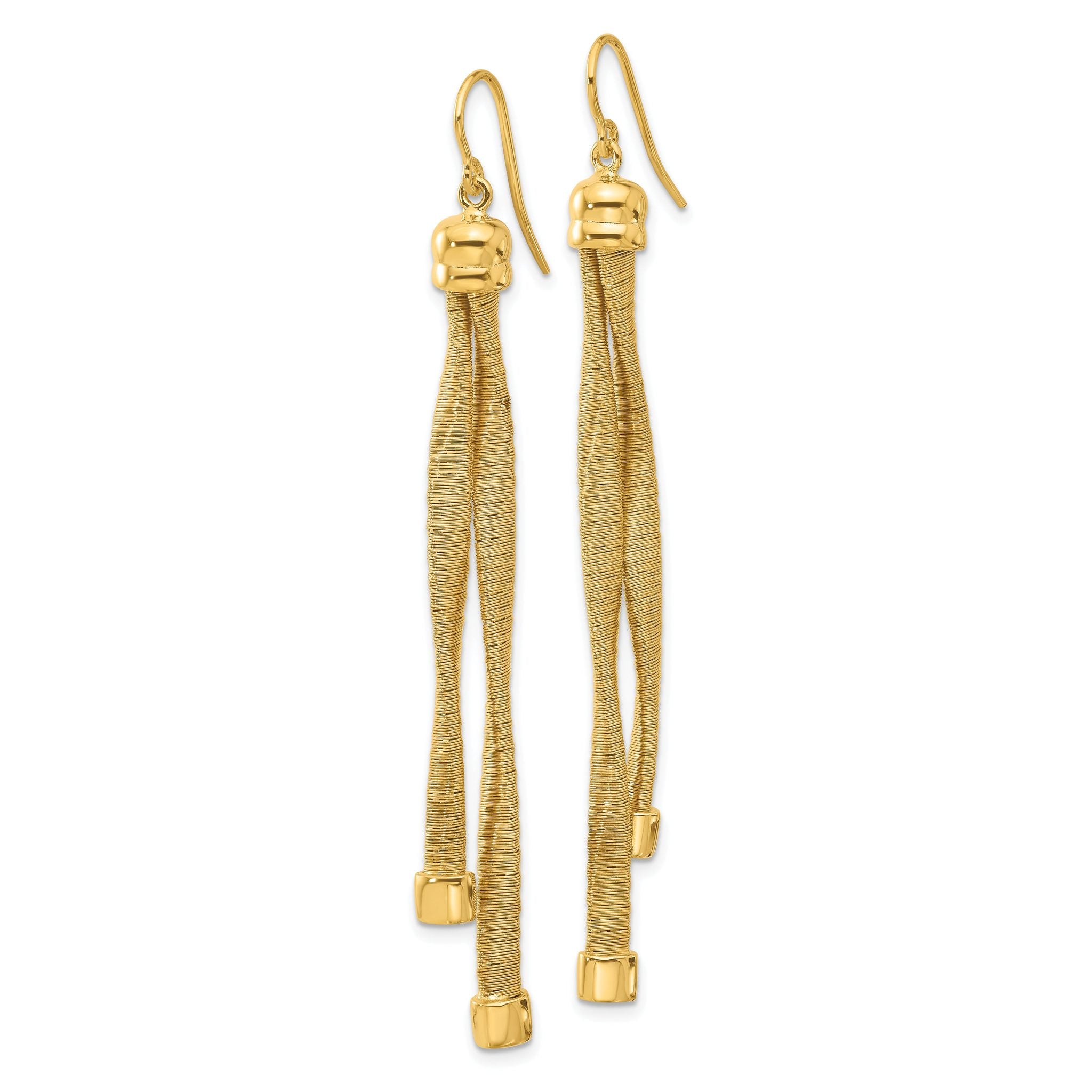 Sterling Silver Gold-plat Twist Texture Wrapped 2-strand Earrings Secondary image