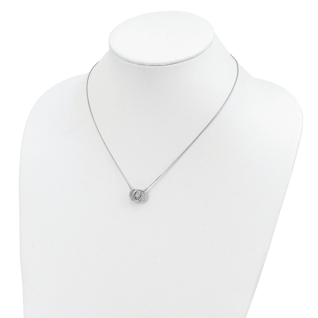 Sterling Silver Platinum-plate CZ With two 1in ext. Necklace