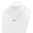 Sterling Silver Platinum-plate CZ With two 1in ext. Necklace