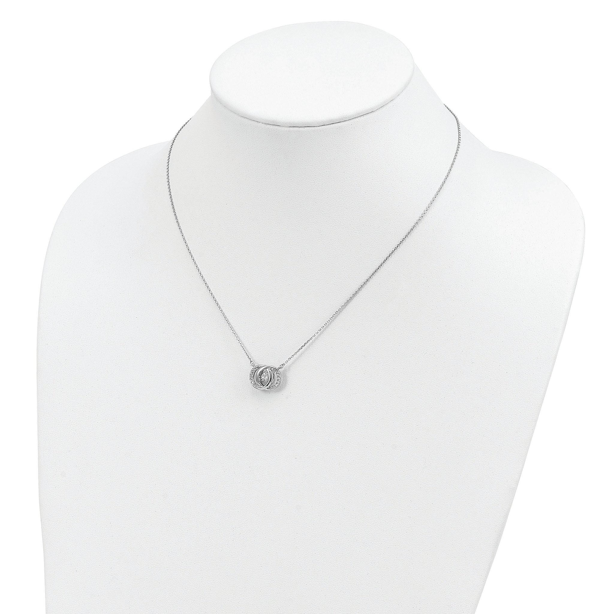 Sterling Silver Platinum-plate CZ With two 1in ext. Necklace