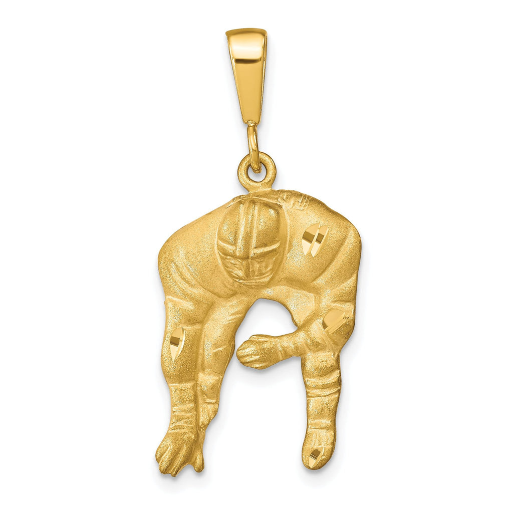 10K Gold Polished Football Charm Pendant in Solid Yellow Gold