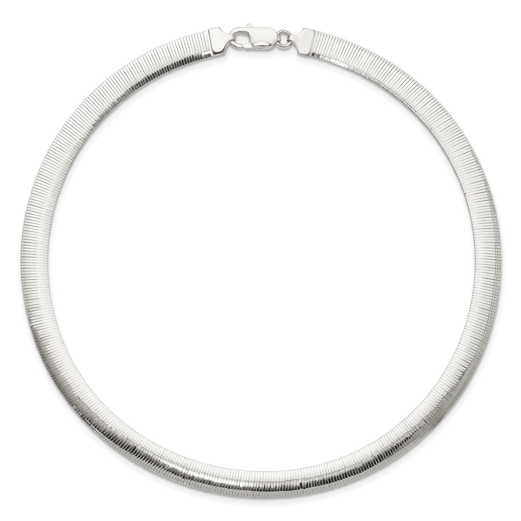 Sterling Silver 925 Reversible Polished Omega Necklace 17 Diamond-Cut
