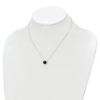 Sterling Silver Rhodium-plated Square Garnet w/2 in ext. Necklace