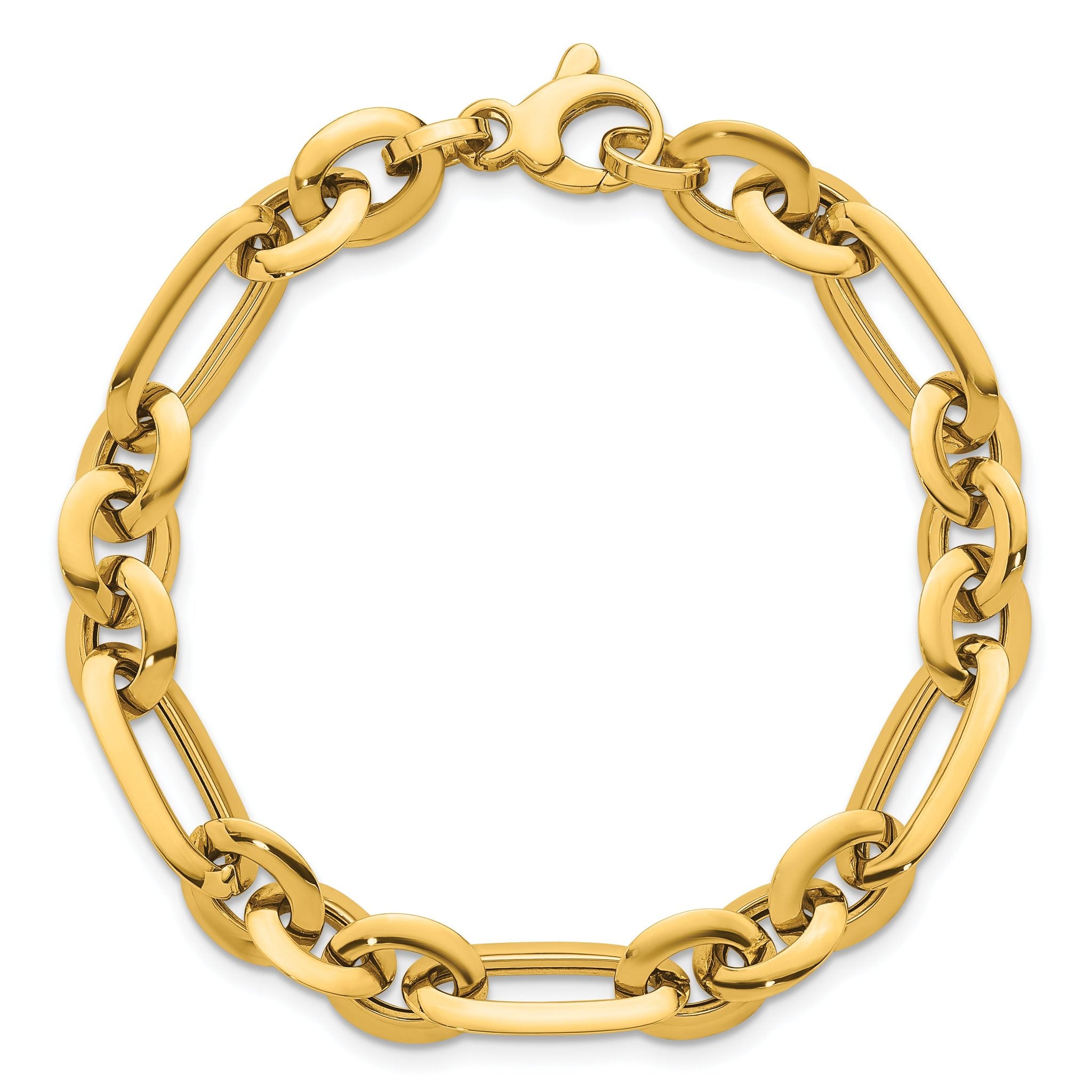 14k Polished 7.75mm Long Knife Edge Link 7.5 inch Bracelet