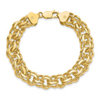 14k 11mm Solid Double Link 7 inch Charm Bracelet