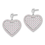 Sophia Jewelers Sterling Silver Pink CZ Heart Dangle Earrings Polished Finish