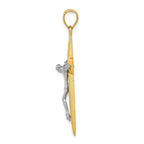 14K Two-Tone Gold Diamond-Cut Latin Crucifix Pendant Polished Solid Design