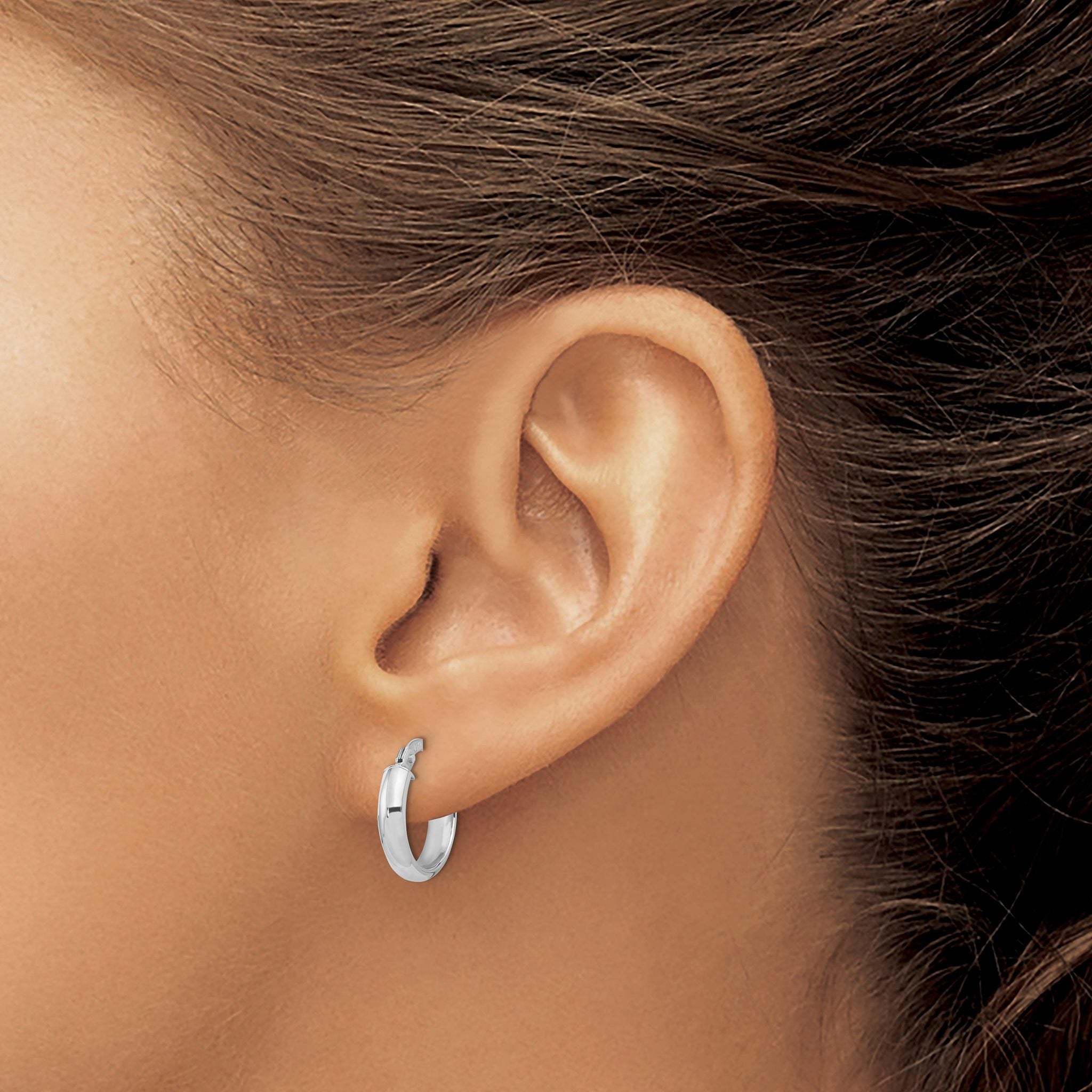 14k White Gold Polished 2.9mm Hoop Earrings