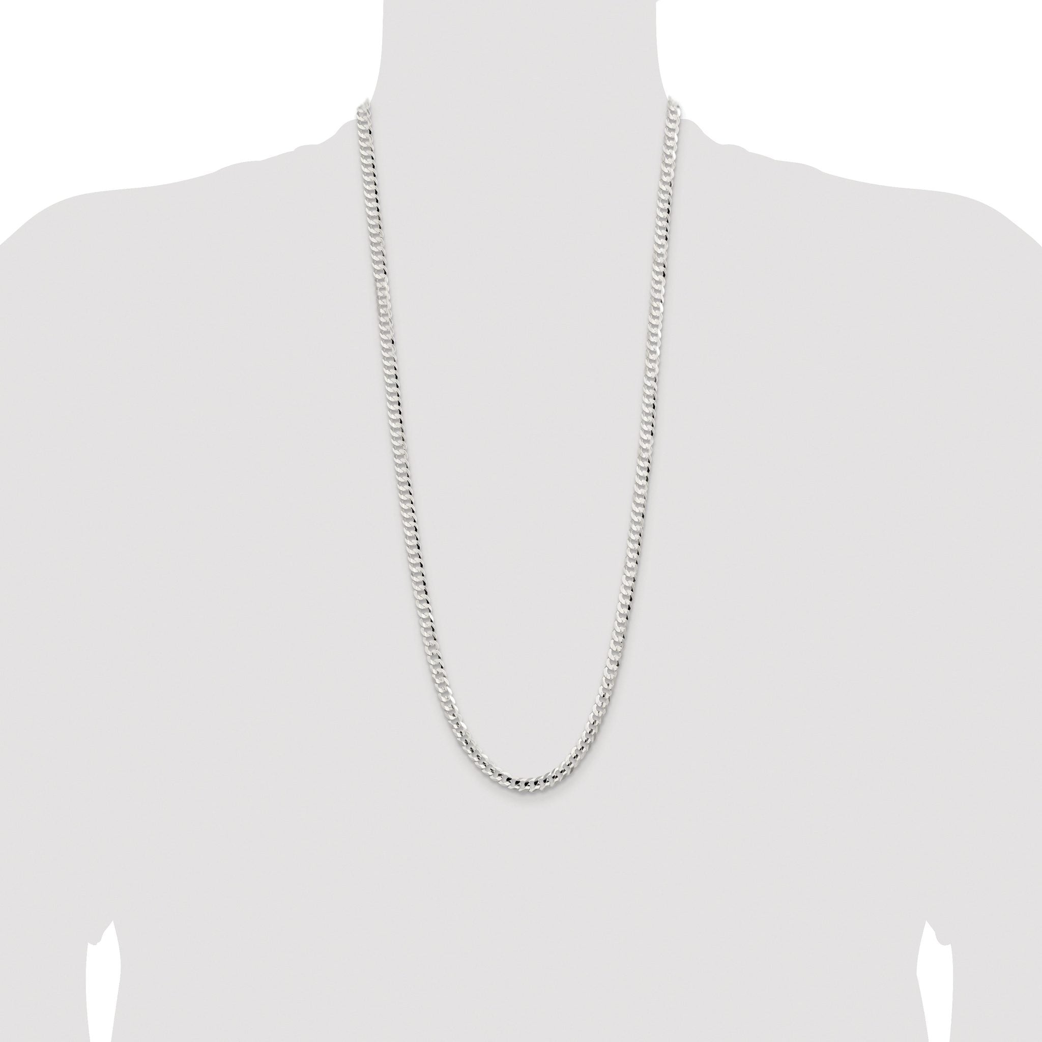 Concave Beveled Curb Chain in Sterling Silver, 5.65mm