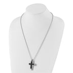 Lord's Prayer Cross Necklace in Black IP Stainless Steel