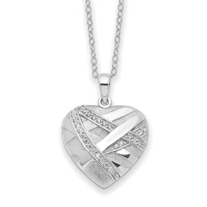 Cubic Zirconia Heart Ash Holder Necklace in Sterling Silver, 18 Inch - Sophia Jewelers