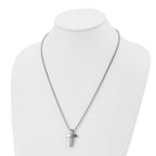 Brushed & Polished Cross Pendant Necklace in Stainless Steel