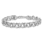 14k White Gold Lite 8mm Double Link Charm Bracele